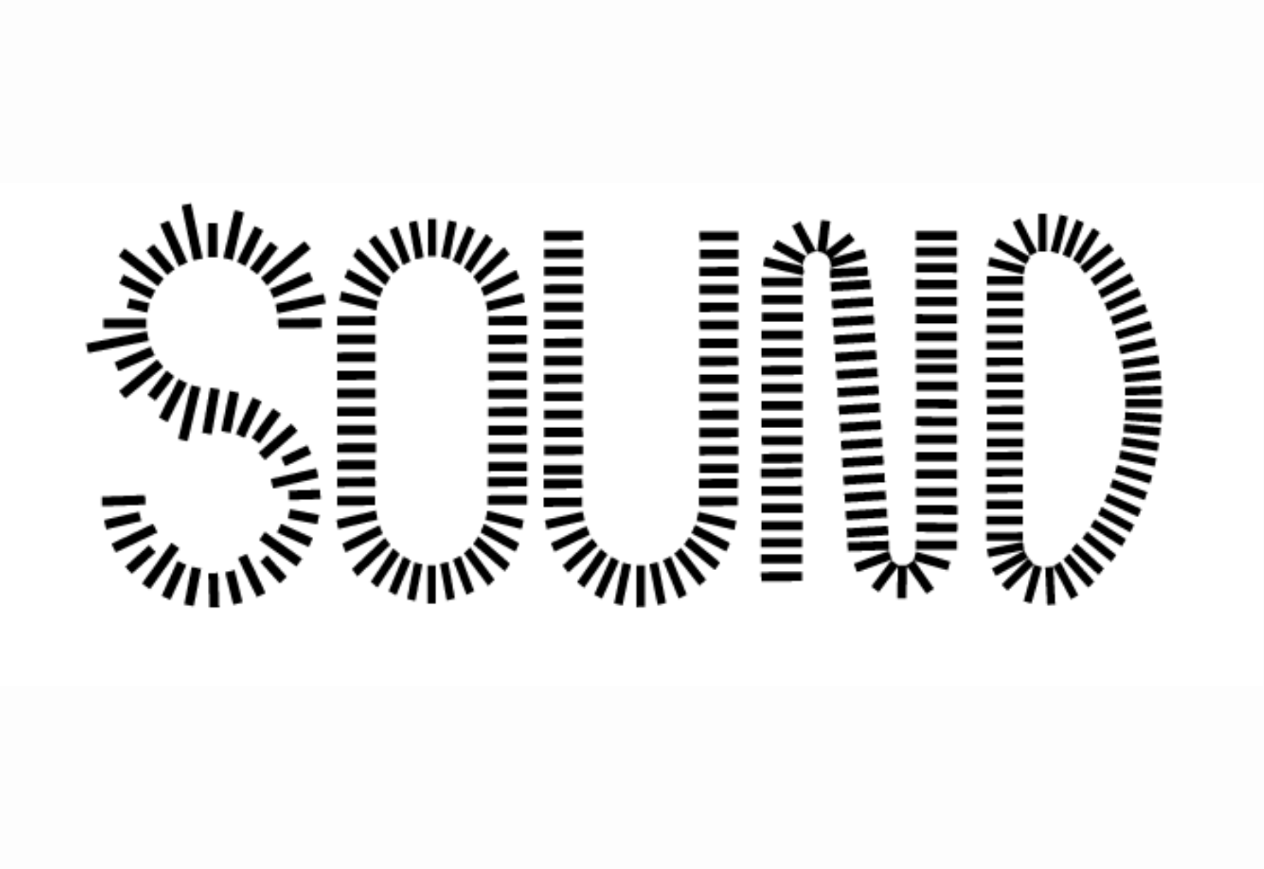 Logo SOUND en noir sur fond blanc, composé de barres verticales répétées